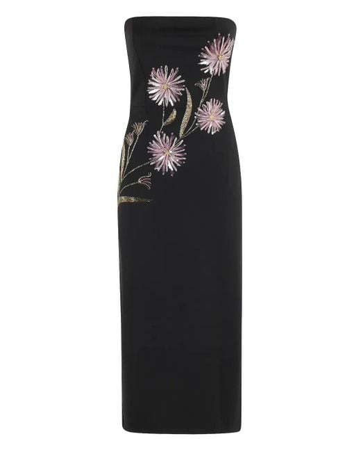 Staud Black Brooke Dahlia Daydream Midi Dress