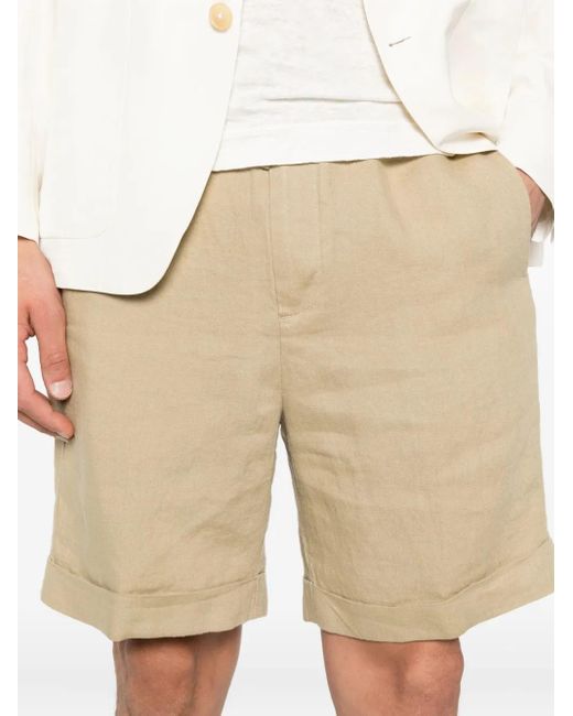 メンズ Canali リネンデッキショーツ Natural