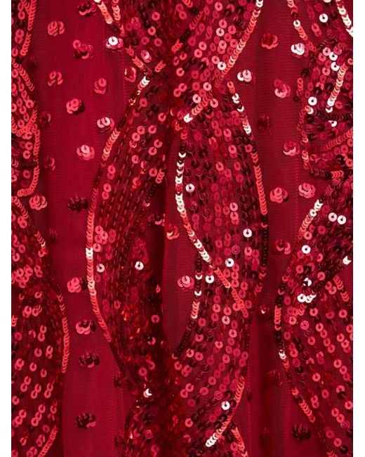 Needle & Thread Red Sequin-Embellishment Midi Dress