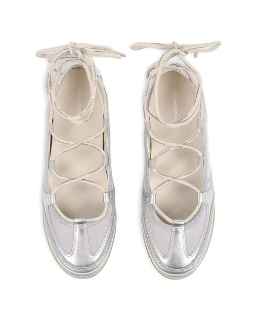 Karl Lagerfeld White Altia Ballet Flats