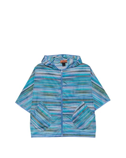 Missoni Blue Zigzag-Print Hooded Jacket