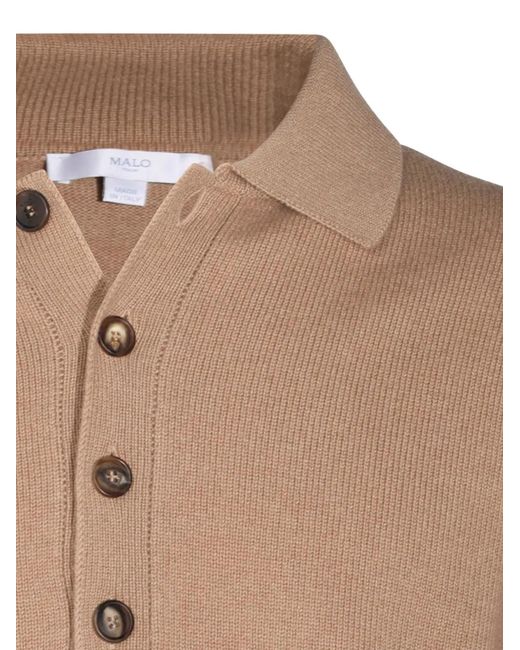 Malo Brown Cashmere Polo Shirt for men