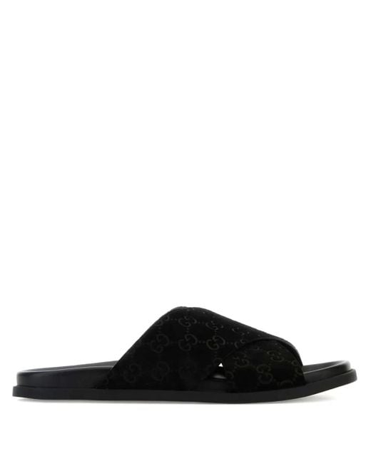 Gucci Black Gg-Printed Slide Sandals for men