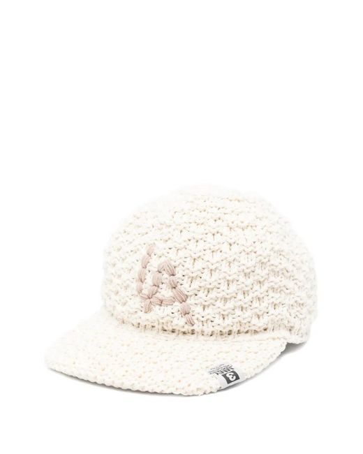 Maison Mihara Yasuhiro White Casquette En Maille Épaisse