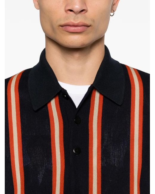 Junya Watanabe Black Striped Long-Sleeve Polo Shirt for men