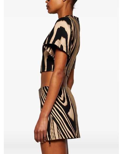 David Koma Black Zebra-Pattern T-Shirt