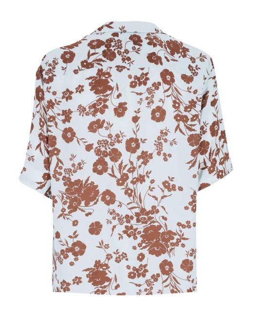 Laneus Blue Floral-Print Shirt