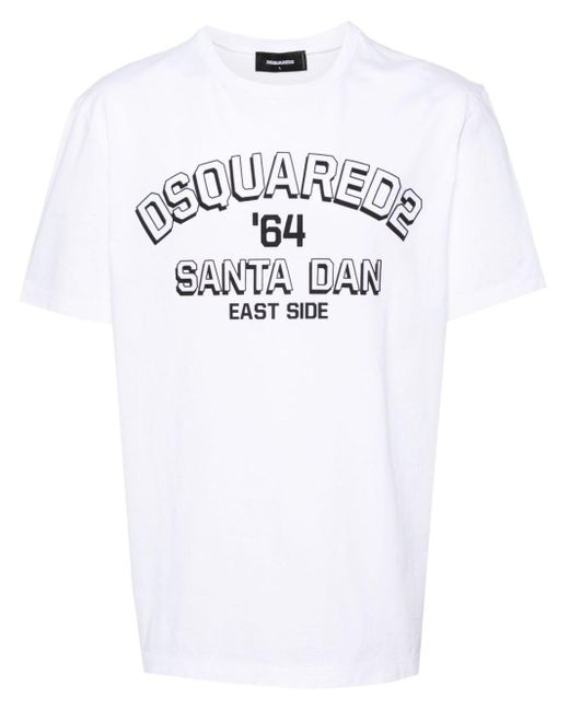 T-shirt con logo goffrato di DSquared² in White da Uomo