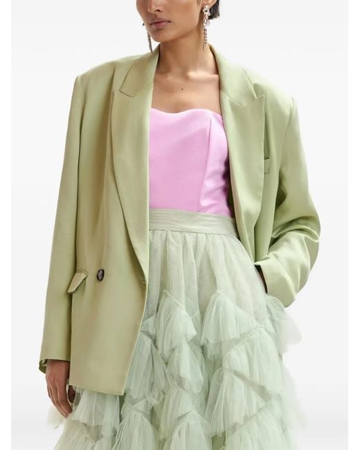 Essentiel Antwerp Green Double-Breasted Blazer