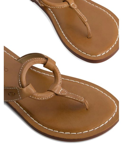 Bernardo Brown Matrix Ring-Detail Sandals