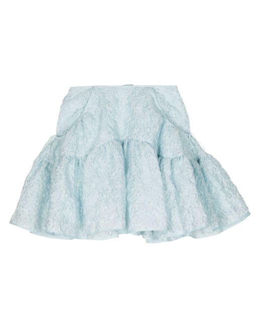 CECILIE BAHNSEN Blue Gilly Ruffled Matelassé Skirt