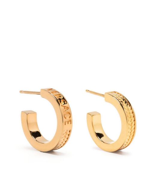 Versace Engravedlogo Hoop Earrings in Gold (Metallic) for Men Lyst
