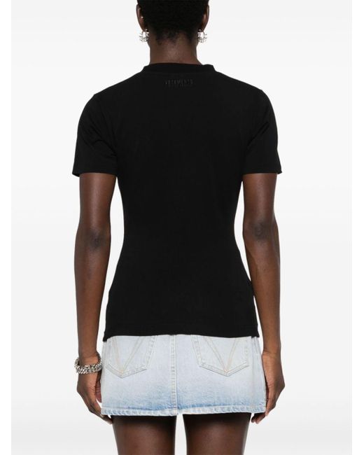 Vetements Black Studded-logo Cotton T-shirt