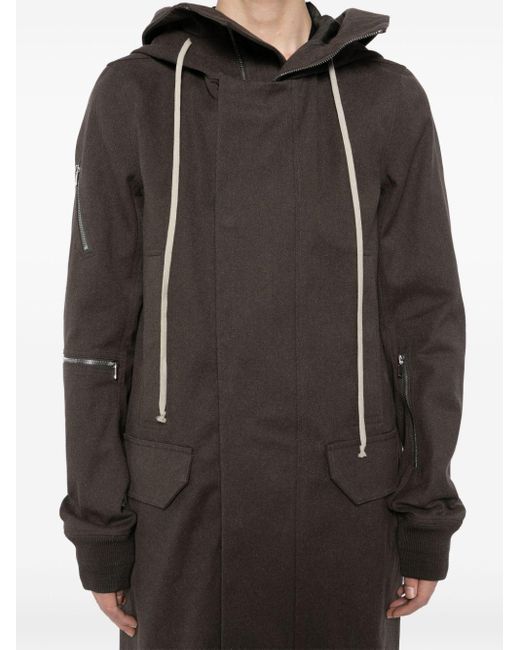 Rick Owens Gray Hooded Coat for men