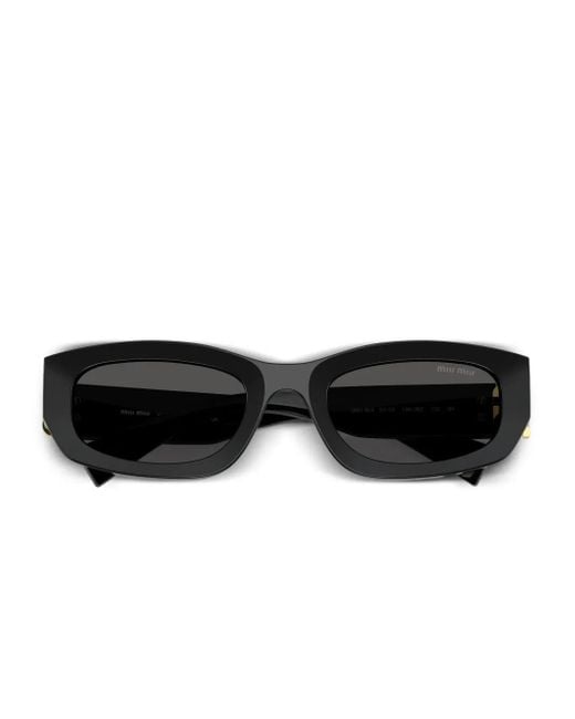 Miu Miu Black Eckige Sonnenbrille Mit Logo-Schild