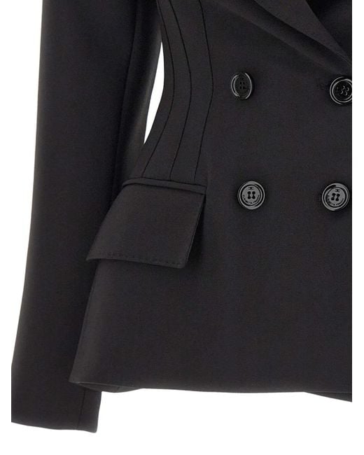 Elisabetta Franchi Black Double-Breasted Darted Jacket