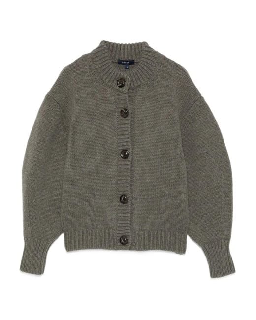 Soeur Gray Button-Front Balloon-Sleeve Cardigan