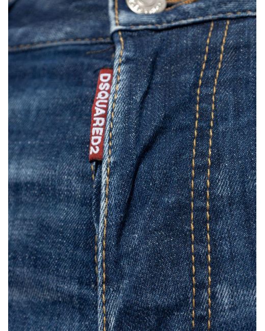 DSquared² Blue Logo-patch Cotton Jeans