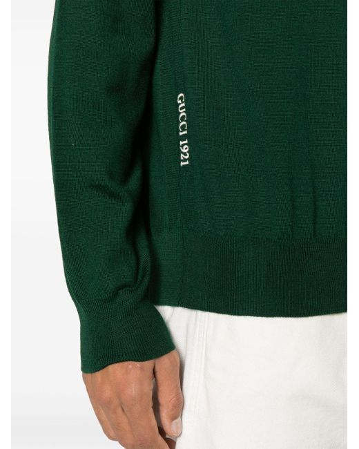 Gucci Poloshirt Aus Wolle Mit Stickerei in Green für Herren