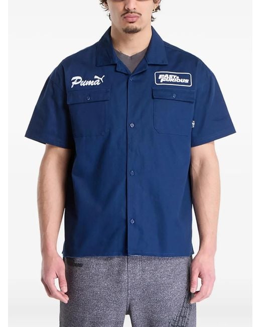 PUMA Blue X Fast & Furious Buttoned Mechanic Shirt for men