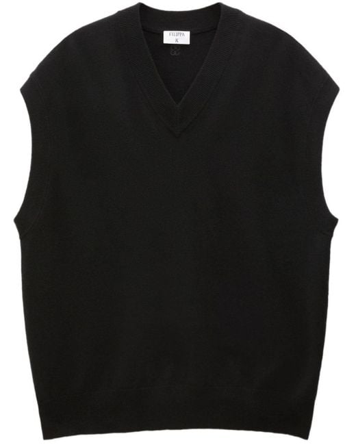 Filippa K Black V-neck Lambswool Vest for men