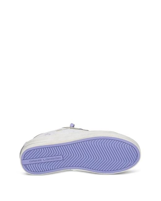 Crime London White Metallic-Details Palm-Tree Sneakers