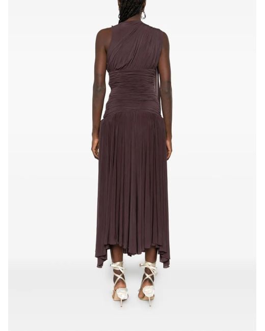 Magda Butrym Purple Drop-Waist Sheer Midi Dress