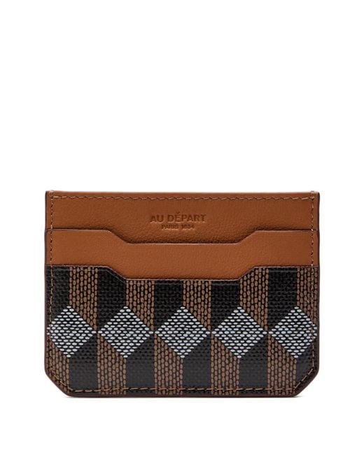 AU DEPART Brown Porte-Cartes À Motif Géométrique for men