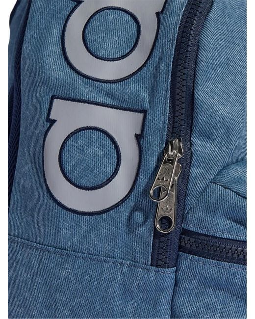 Adidas Blue Logo-Print Backpack