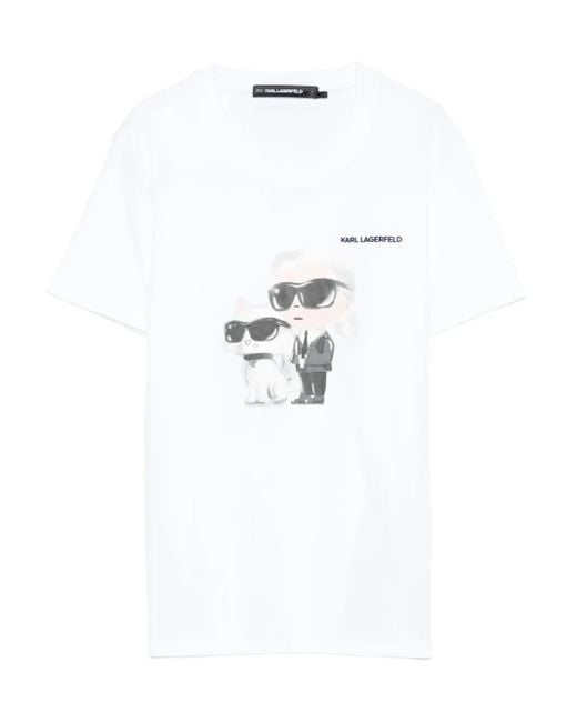 Karl Lagerfeld White Cat-Print T-Shirt