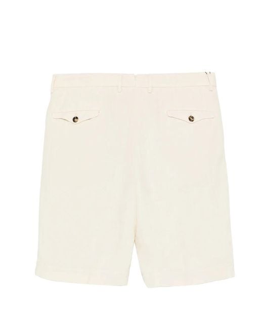 Dell'Oglio White Button Pleated Shorts for men
