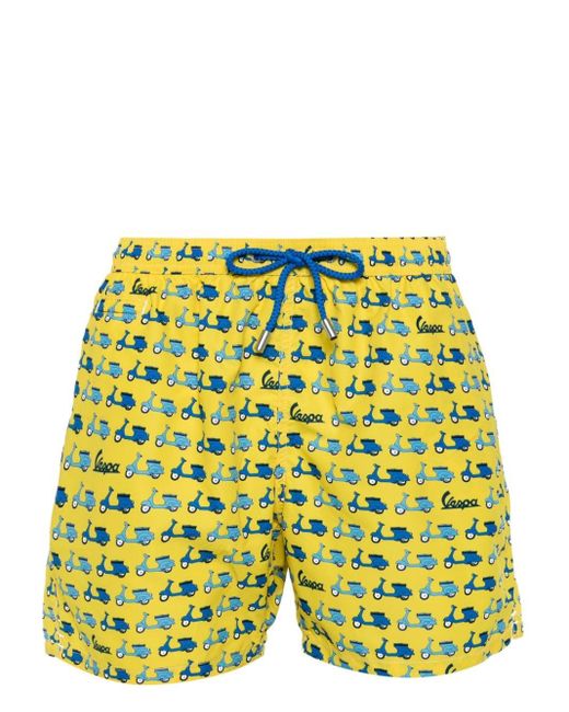Mc2 Saint Barth Yellow X Vespa Swim Shorts for men