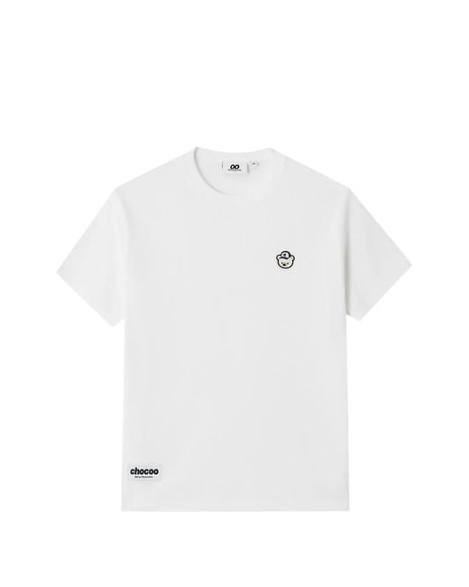 Chocoolate White Bear-Embroidery T-Shirt for men