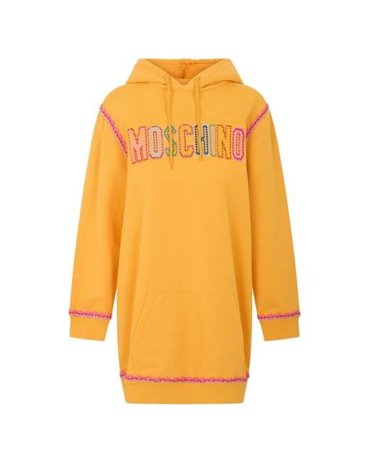 Moschino Orange Logo-Embroidered Hooded Mini Dress