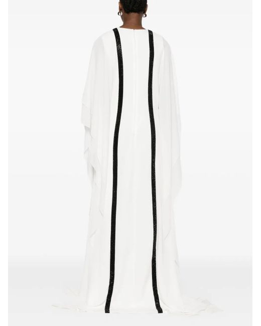 Jean Louis Sabaji White Bow-Detail Draped Abaya