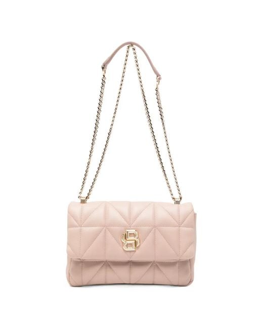 Boss Pink Quilted Logo-Plaque Cross Body Bag