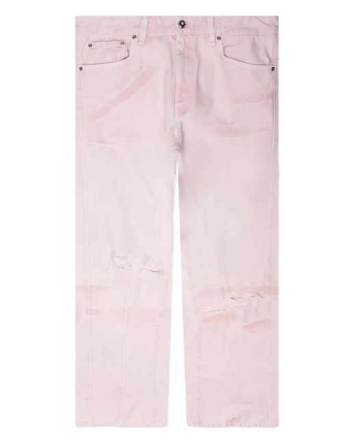 PDF Pink Rich Kid Frayed-Detail Embroidered Jeans for men