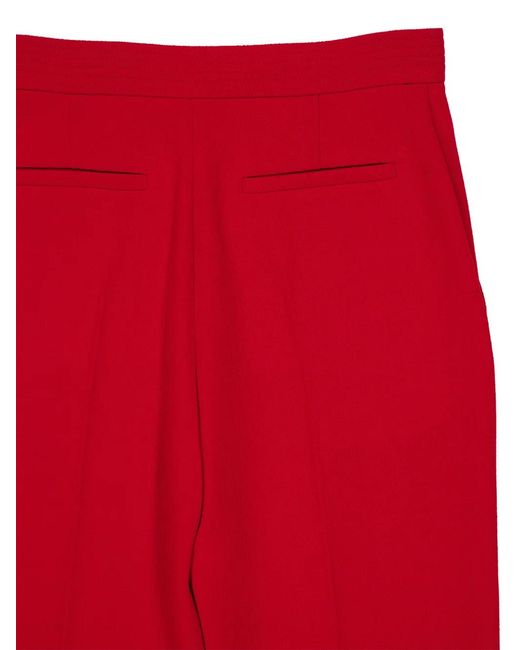 Valentino Garavani Red V-Detail Wool-Crepe Trousers