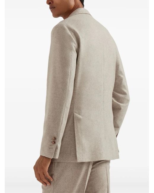 Brunello Cucinelli Natural Double-Breasted Patch-Pocket Blazer for men