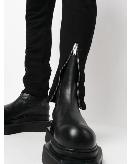 Rick Owens Black Decorative-Zip Cotton Trousers for men