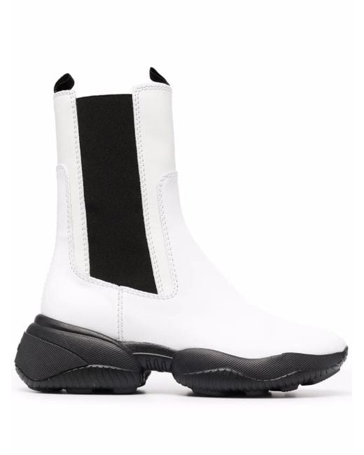 Hogan White Mid-Calf Leather Boots