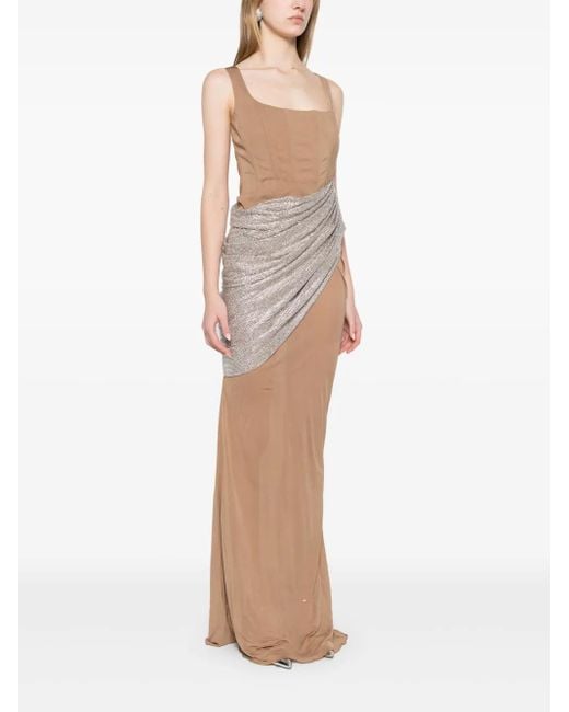 GIUSEPPE DI MORABITO Natural Rhinestone-Embellished Gown