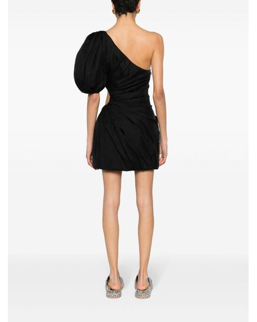 Chloé Black Gerafftes One-Shoulder-Kleid