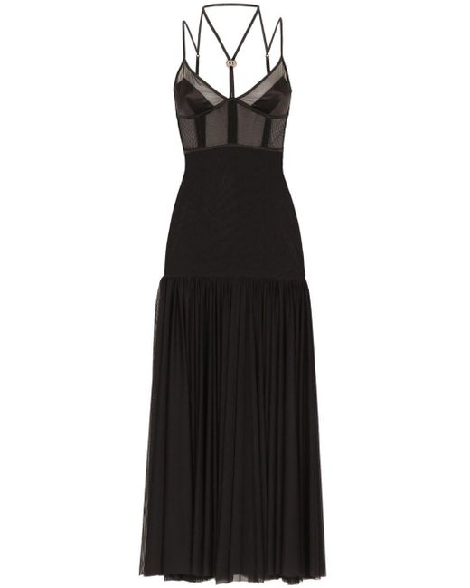 Dolce & Gabbana Midi-jurk Met Plakkaat in het Black