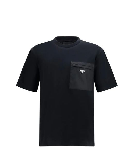 Prada Black Logo-Appliqué T-Shirt for men