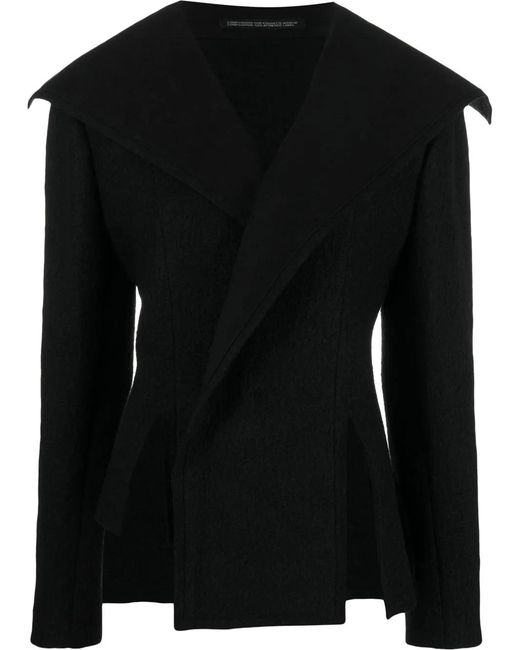 Yohji Yamamoto Black Sailor-Collar Slit-Detail Jacket