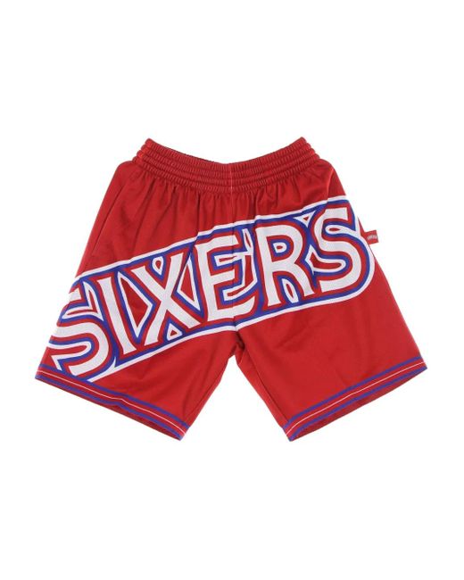 Mitchell & Ness Red Logo-Print Shorts for men