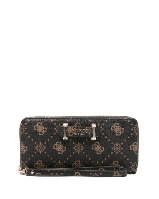 Guess Black Monogram Zip Wallet