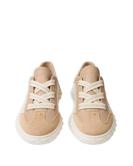 Jimmy Choo White Diamond Light Flex Fleather Mix And Fine Raffia-Effect Trainers