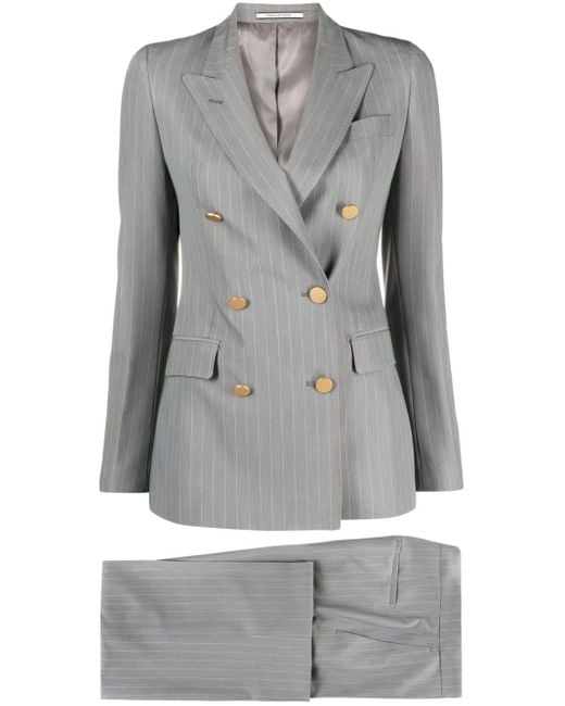 Tagliatore Gray Pinstriped Double-breasted Suit